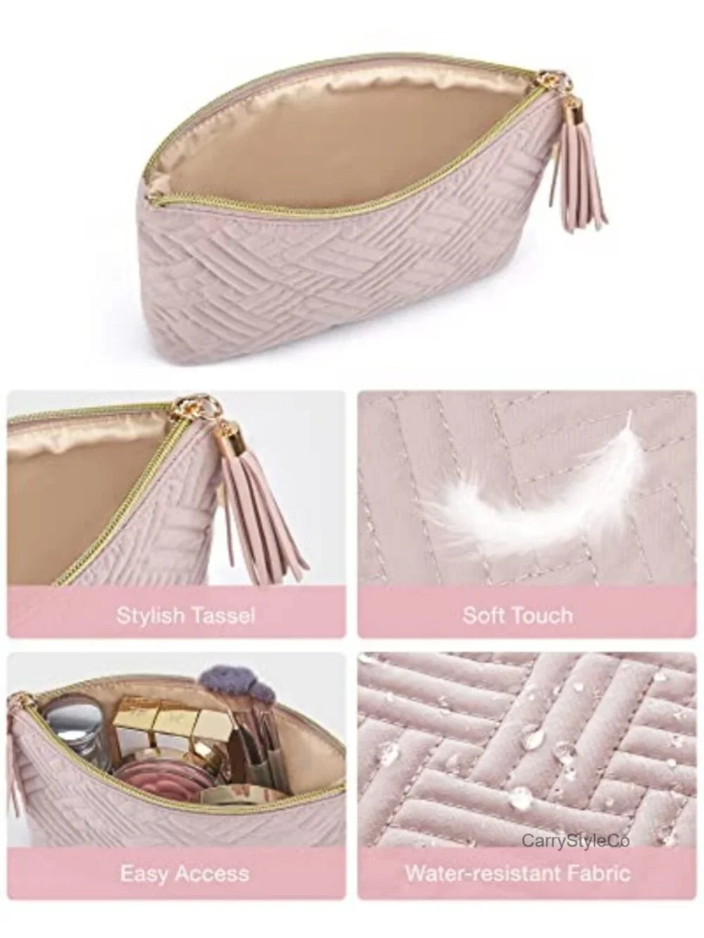 Small Makeup Bag Pouch Zipper Cosmetic Purse Organizer Tassel